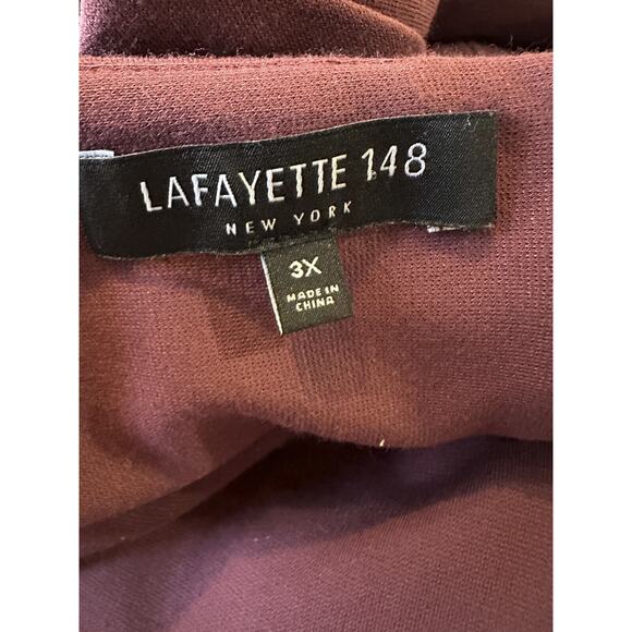 Lafayette 148 New York Sheath Dress 3/4 Sleeve Pleated Berry Womens Plus Size 3X - Picture 10 of 12